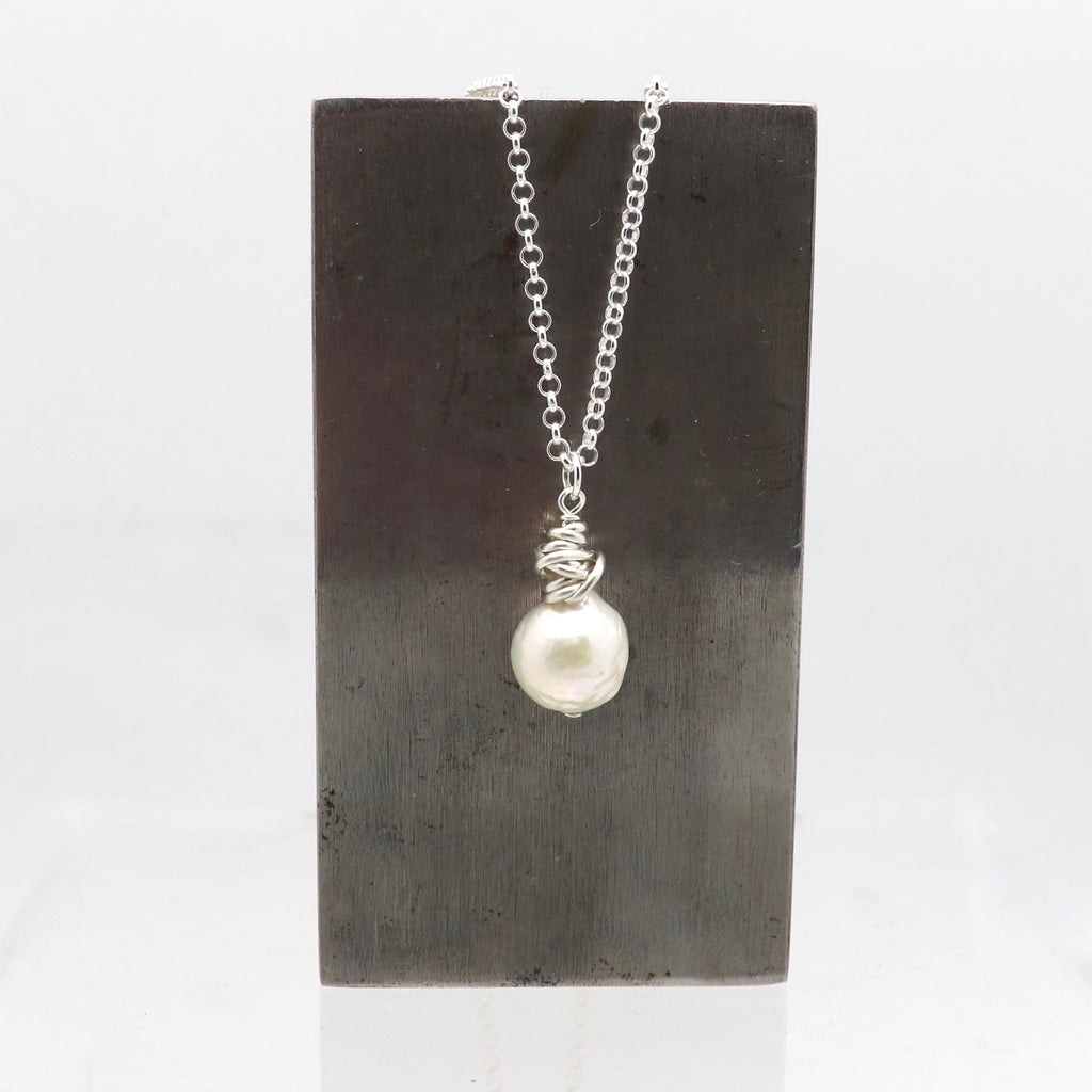 HERA Collection:  Silver Wrapped Baroque Pearl Necklace