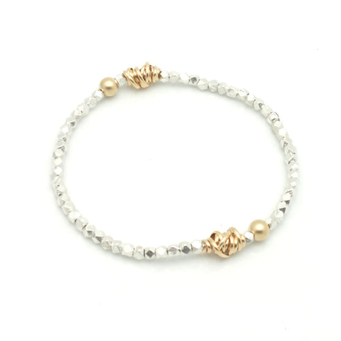 HERA Collection:  HERA Gold Wrapped Pendant & Fine Silver Stretch Bracelet