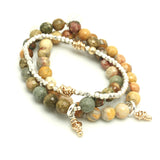 HERA Collection: Hera Mexican Crazy Lace & Gold Pendant Stretch Bracelet