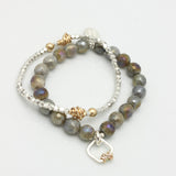HERA Collection: Hera Iridescent Labradorite & Fine silver Link Stretch Bracelet