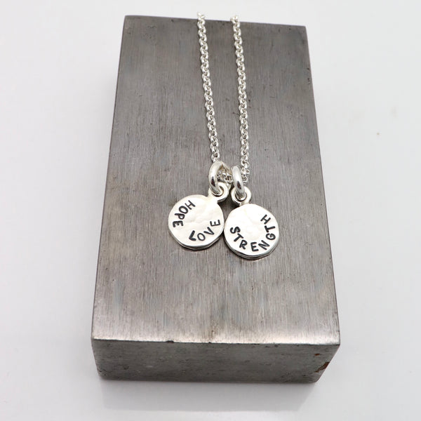 Two Circle Personalized Necklace - Hammered Texture