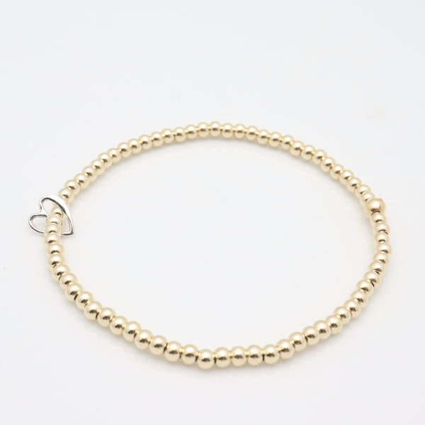 Sterling Silver Open Heart & Gold Filled Bracelet