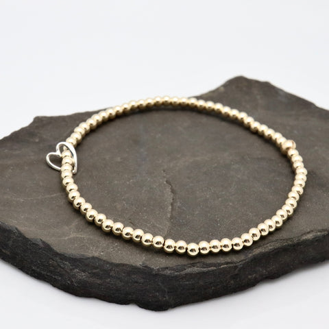 Sterling Silver Open Heart & Gold Filled Bracelet