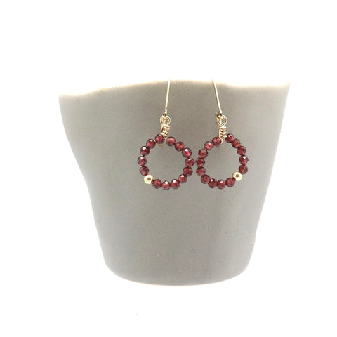 HERA Red Garnet Micro Bead Petite Hoops