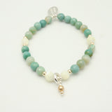 Ellipse Collection:  Green Agate & Mother of Pearl Stretch Bracelet