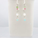 SILVER Peridot Swarovski crystal Moonstone  Amazonite Cascade Earrings