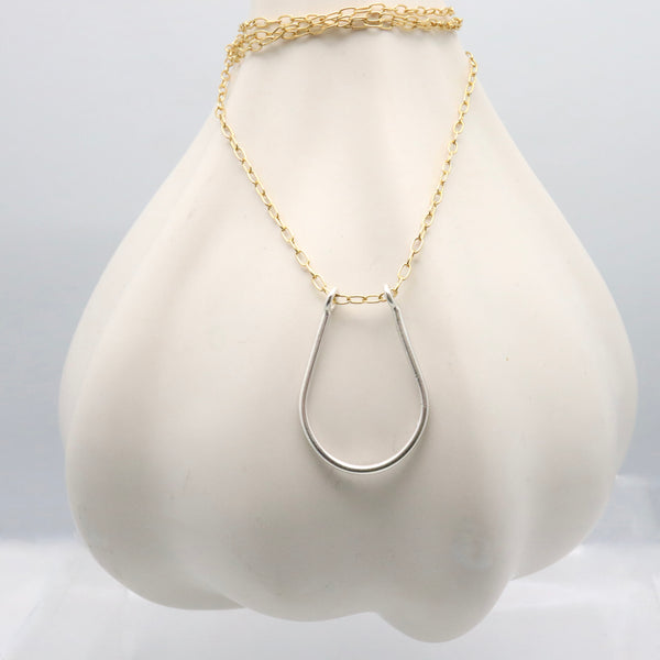 Ring Holder Necklace - Silver link with Gold Chain