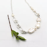 Keishi Pearl & Chain Necklace