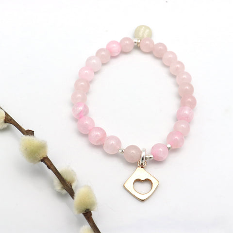 HEART Collection:  Rose Quartz & Bronze Cutout Heart Pendant