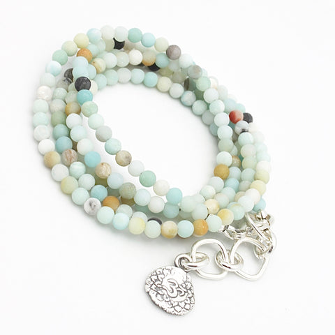 Inner Spirit:  "Om" Amazonite Beaded Necklace or Wrap Bracelet