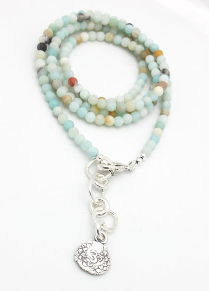 Inner Spirit:  "Om" Amazonite Beaded Necklace or Wrap Bracelet