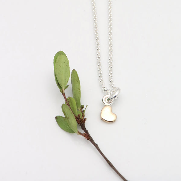 HEART COLLECTION: BRONZE PETITE HEART NECKLACE - SILVER CHAIN