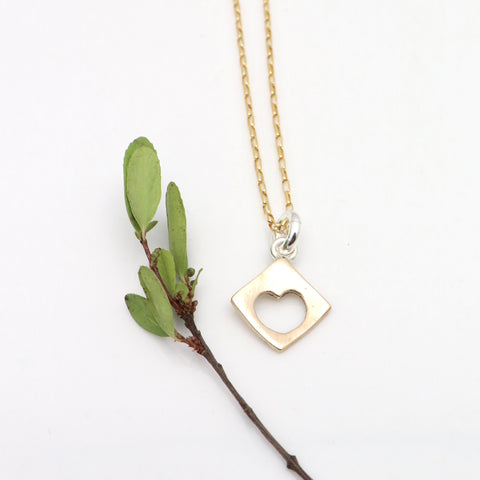 HEART COLLECTION:  BRONZE CUTOUT HEART NECKLACE - GOLD CHAIN