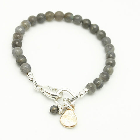 Molten Collection:  Labradorite & Bronze Pebble Clasp Bracelet