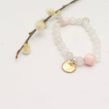 Peruvian Pink Opal & White Jade Stretch Bracelet