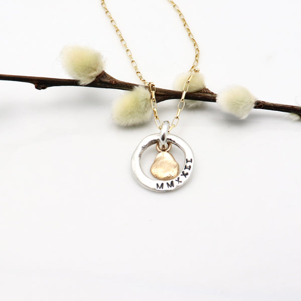 GRAD MMXXIII (2023) Collection:  Fine Silver Link & Bronze Pebble Necklace