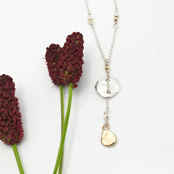 Molten Collection:  Mixed Metal Lariat Short Necklace
