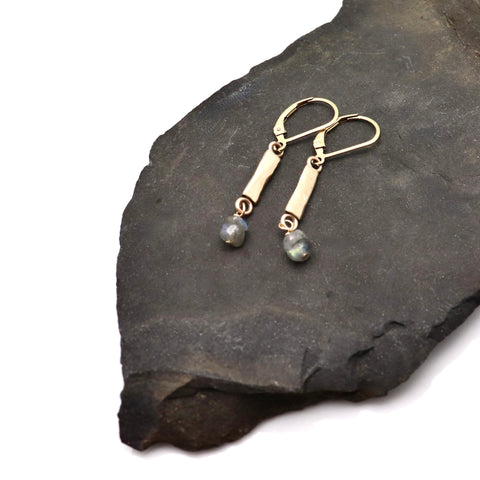 Sculpt Collection:  Bronze Line & Labradorite Earrings