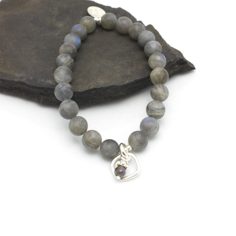 Molten Collection:  Matte Labradorite & Charm Stretch Bracelet