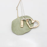 Bronze Heart & Initial Bar Necklace