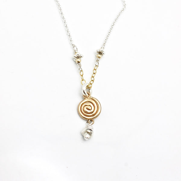 Athena Petite Bronze Labyrinth Necklace