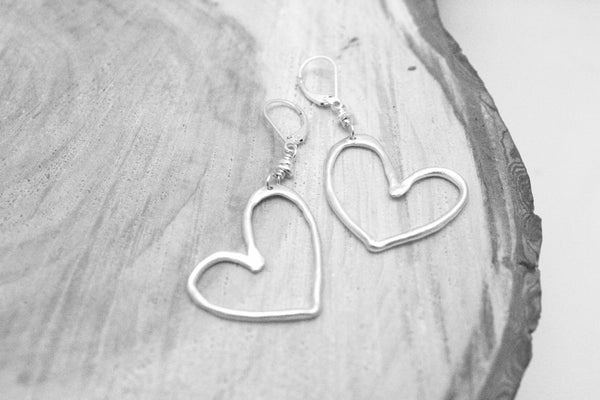 Heart Collection:  BIG Hearted Fine Silver Earrings