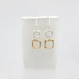 Contour Collection:  Bronze Rectangle & Silver Square Long Necklace