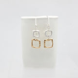 Contour Collection:  2 Silver Bronze Square Earrings