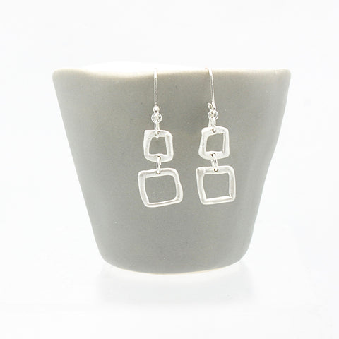 Contour Collection:  2 Silver Square Earrings