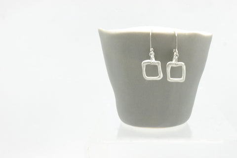 Contour Collection:  Square Silver Earrings