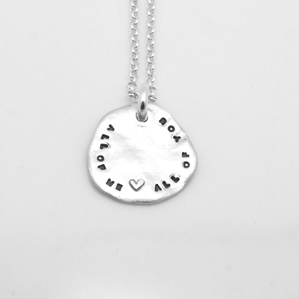 Freeform Fine Silver Solid Circle Pendant Personalized Necklace