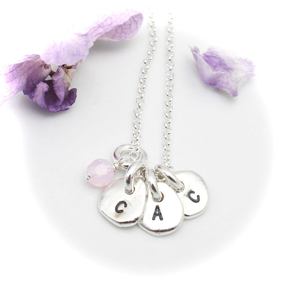 Freeform Fine Silver Initial Pendant Necklace