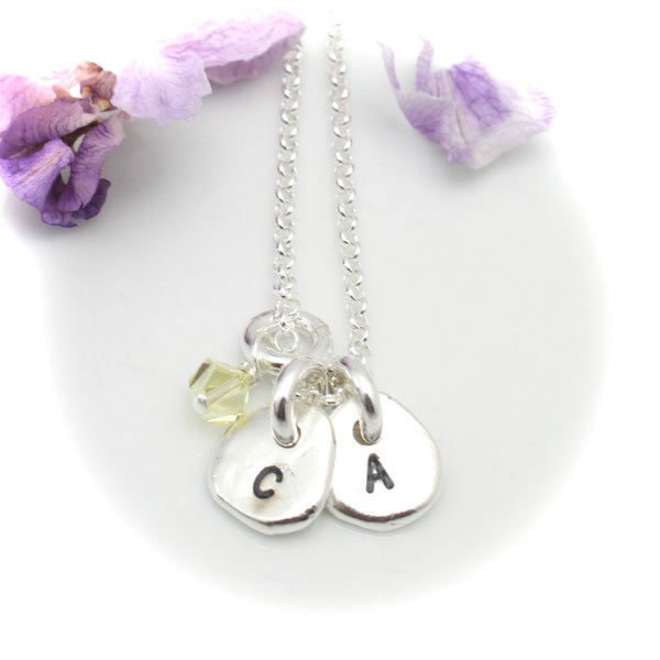 Freeform Fine Silver Initial Pendant Necklace