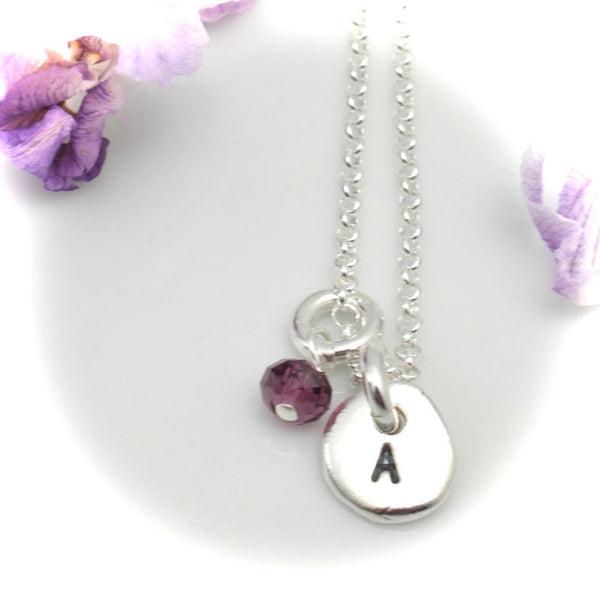 Freeform Fine Silver Initial Pendant Necklace