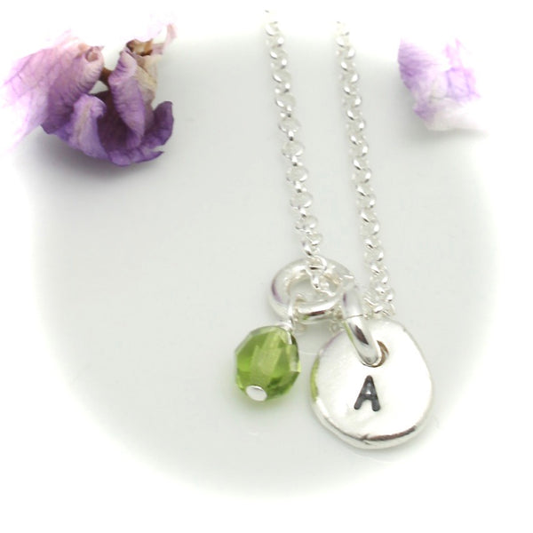 Freeform Fine Silver Initial Pendant Necklace