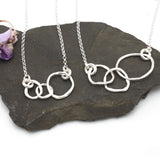 Mother 2 Daughters Necklace - Petite Silver Links