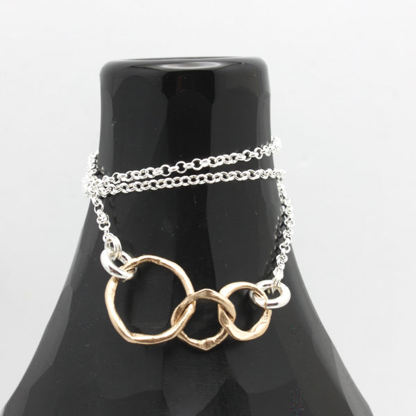 Mother 2 Daughters Necklace - Petite Silver Links