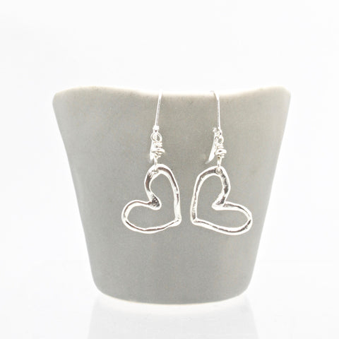 Open Heart Fine Silver Earrings