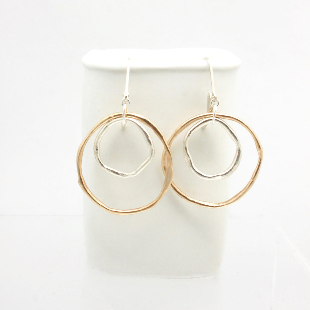 LINKS Collection - Bronze & Fine Silver Entwined Cloud Link Earrings