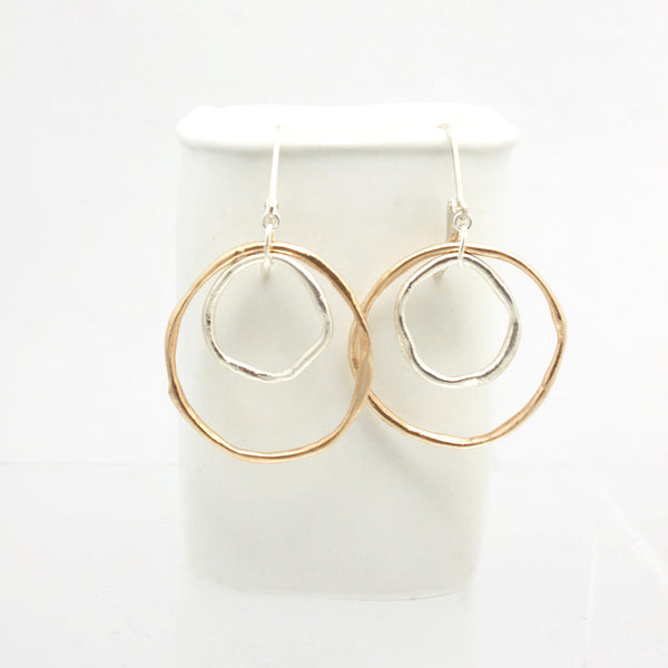 LINKS Collection - Bronze & Fine Silver Entwined Cloud Link Earrings