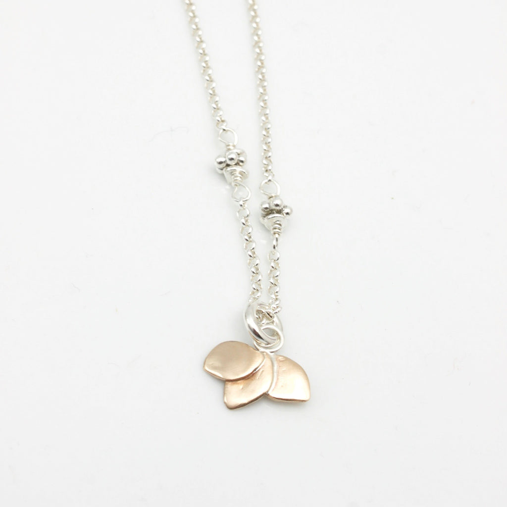 One of a Kind:  Bronze 3 Petite Petal Short Necklace