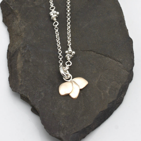 One of a Kind:  Bronze 3 Petite Petal Short Necklace