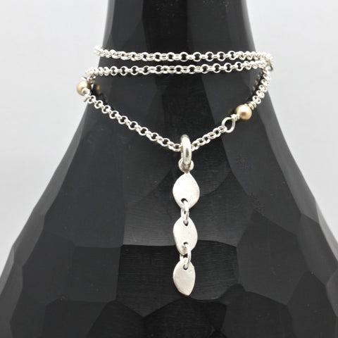 One of a Kind:  3 Fine silver Petite Petal Necklace