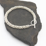 Fine Silver Flower Beaded Bracelet