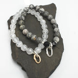 Curve Collection:  Snakeskin Stone & Fine Silver Stretch Bracelet
