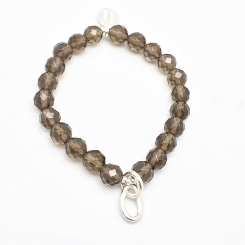 Curve Collection:  Smokey Quartz & Fine Silver Curve Stretch Bracelet