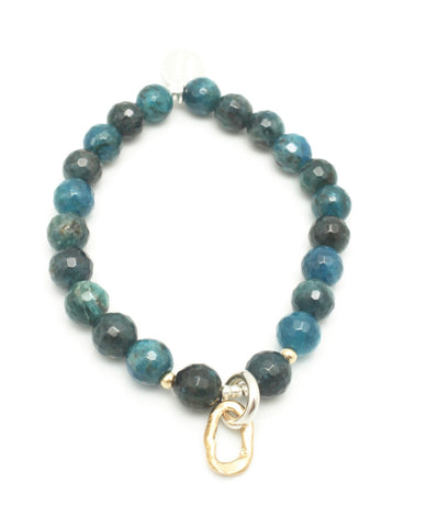 Curve Collection:  Apatite & Bronze Curve Pendant Stretch Bracelet