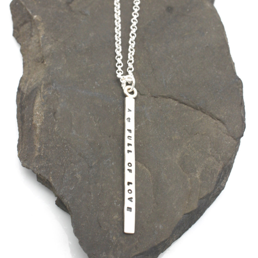 1 LONG Bar - 3mm Sterling Silver Vertical Pendant Necklace