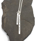 LONG & SHORT Bar - 3MM Sterling silver Vertical Pendant Necklace