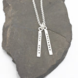 2 SHORT BARS - 3mm Sterling Silver Vertical Pendant Necklace